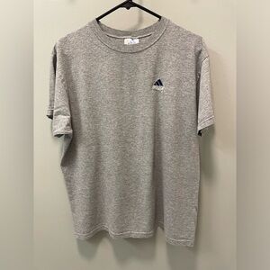 Adidas gray tshirt with navy Adidas stitched logo on left breast, size M